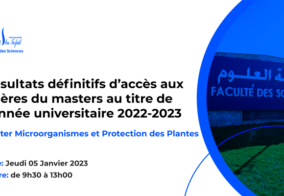 Résultats définitifs du concours d’accès au Master : Microorganismes et Protection des Plantes