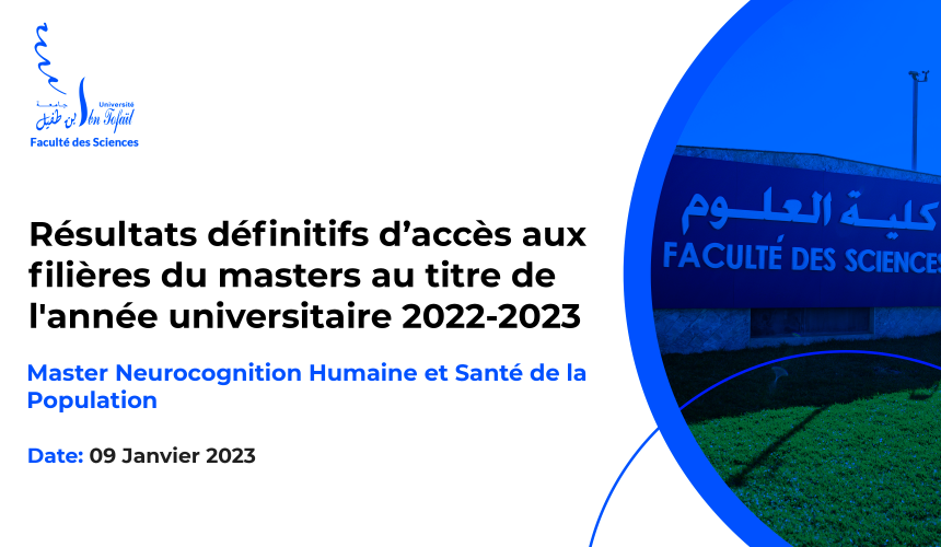 Résultats définitifs du concours d’accès au Master : Neurocognition Humaine et Santé de la Population