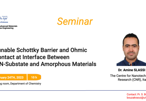 Avis de Séminaire – Tunable Schottky Barrier and Ohmic Contact at Interface Between  TiN-Substate and Amorphous Materials