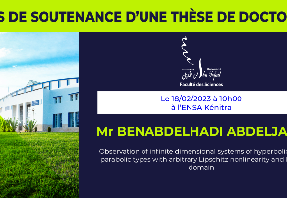 Avis de soutenance d’une thèse de doctorat (Mr BENABDELHADI ABDELJALIL)