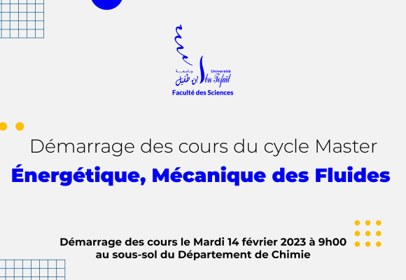 Démarrage des cours du Master Énergétique, Mécanique des Fluides
