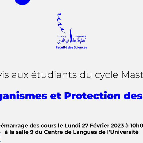 Démarrage des cours du Master Microorganismes et Protection des Plantes