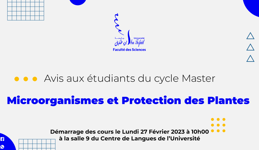 Démarrage des cours du Master Microorganismes et Protection des Plantes