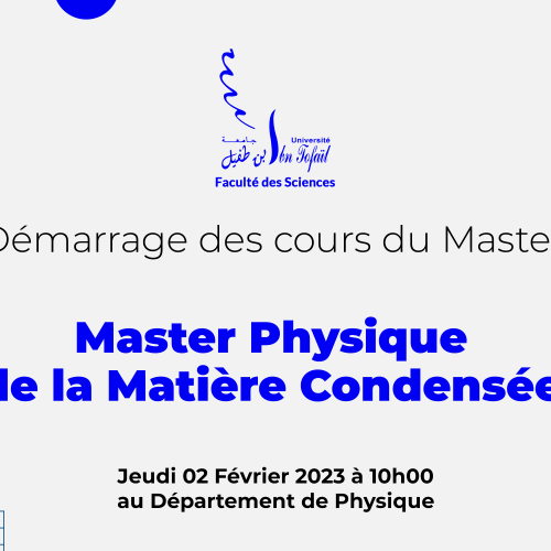 Démarrage des cours du Master Physique de la Matière Condensée