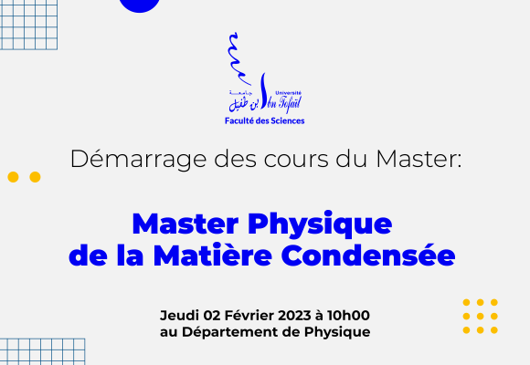Démarrage des cours du Master Physique de la Matière Condensée
