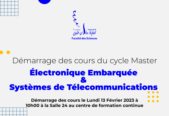 Démarrage des cours du Masters Électronique Embarquée et Systèmes de Télecommunications