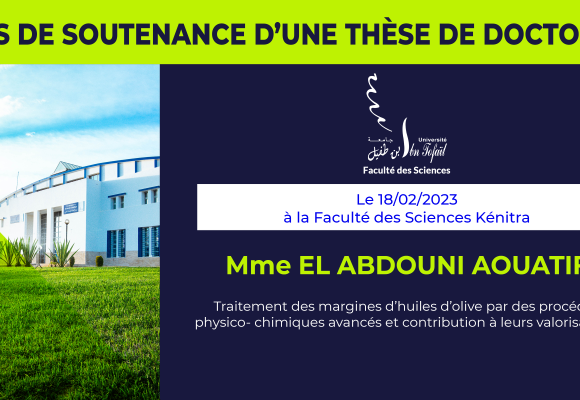 Avis de soutenance d’une thèse de doctorat (Mme EL ABDOUNI AOUATIF)