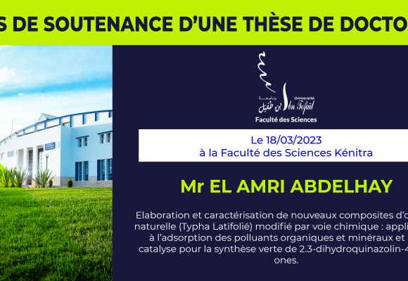 Avis de soutenance d’une thèse de doctorat (Mr EL AMRI ABDELHAY)