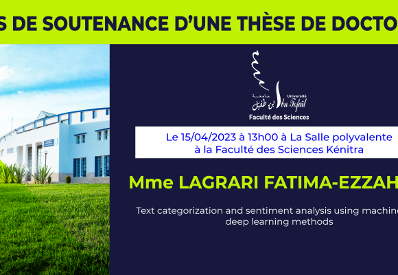 Avis de soutenance d’une thèse de doctorat (MME LAGRARI FATIMA-EZZAHRA)