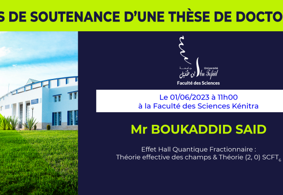 Avis de soutenance d’une thèse de doctorat (Mr BOUKADDID SAID)