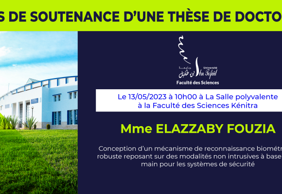 Avis de soutenance d’une thèse de doctorat (Mme ELAZZABY FOUZIA)