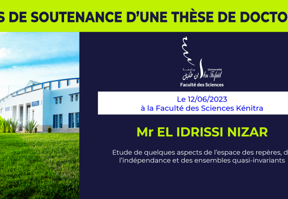 Avis de soutenance d’une thèse de doctorat (Mr EL IDRISSI NIZAR)