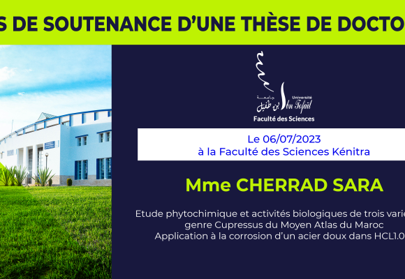 Avis de soutenance d’une thèse de doctorat (Mme CHERRAD SARA)