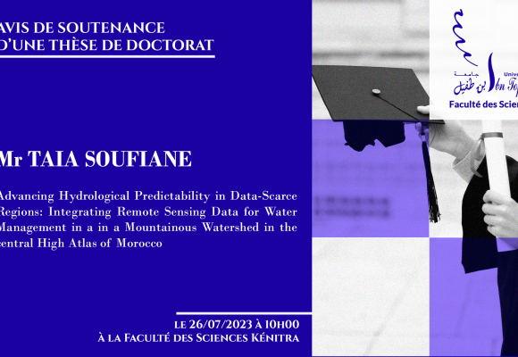 Avis de soutenance d’une thèse de doctorat (Mr TAIA SOUFIANE)