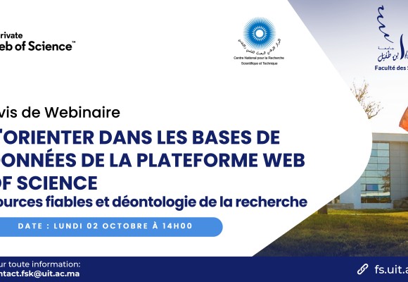 Avis de webinaire : S’orienter dans les bases de données de la plateforme Web Of Science – sources fiables et déontologie de la recherche