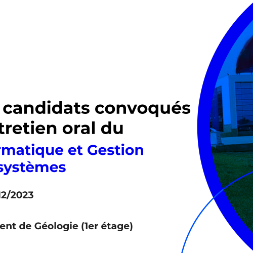 Liste des candidats convoqués pour l’entretien oral du Master HydroInformatique et Gestion des Hydrosystèmes