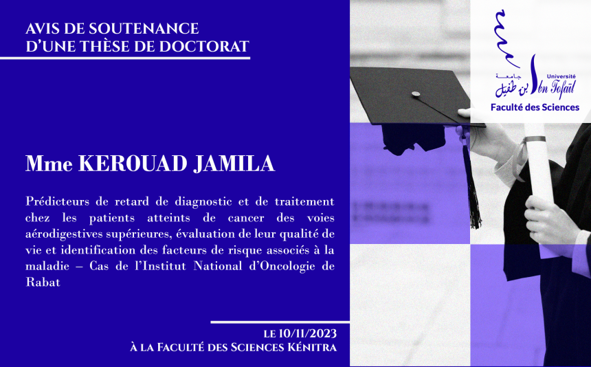 Avis de soutenance d’une thèse de doctorat (Mme KEROUAD JAMILA)
