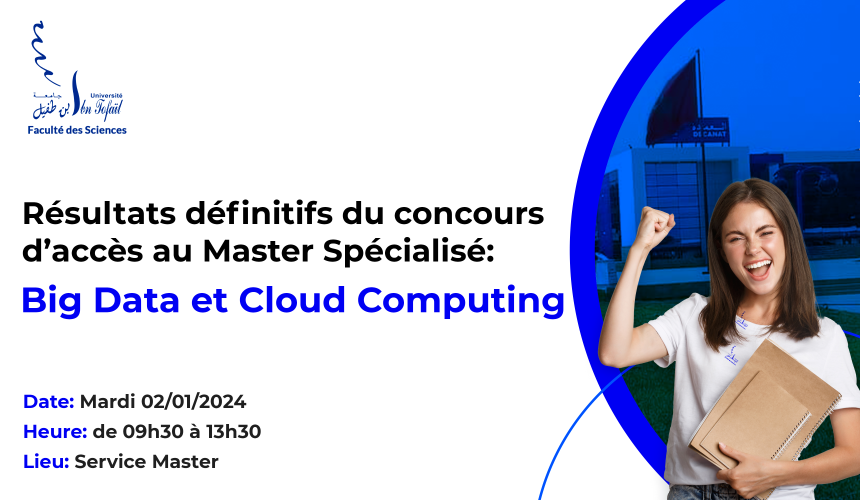 Résultats définitifs du concours d’accès au Master Spécialisé Big Data et Cloud Computing
