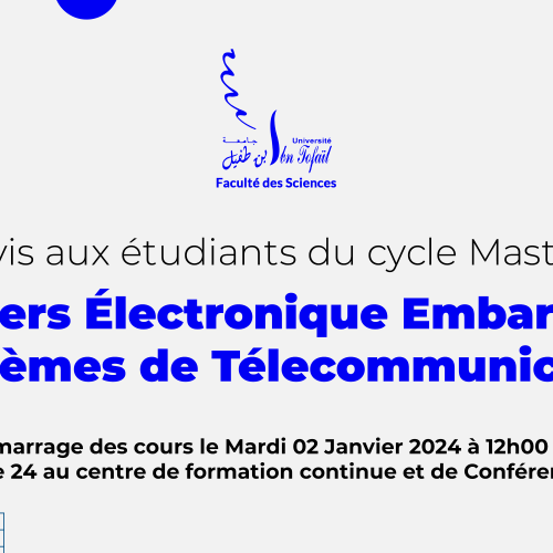 Démarrage des cours du Masters Électronique Embarquée et Systèmes de Télécommunications