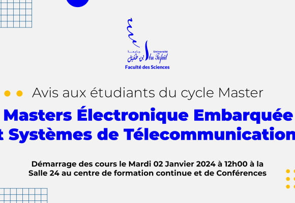 Démarrage des cours du Masters Électronique Embarquée et Systèmes de Télécommunications