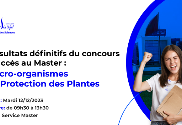 Résultats définitifs du concours d’accès au Master Micro-organismes et Protection des Plantes