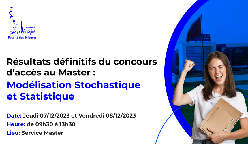 Résultats définitifs du concours d’accès au Master : Modélisation Stochastique et Statistique
