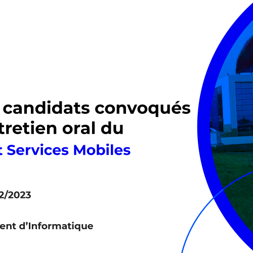 Liste des candidats convoqués pour l’entretien oral du Master Réseaux et Services Mobiles