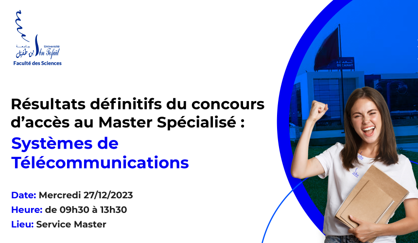 Résultats définitifs du concours d’accès au Master Spécialisé Systèmes de Télécommunications