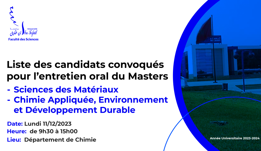Liste des candidats convoqués pour l’entretien oral du Masters SM et CAEDD