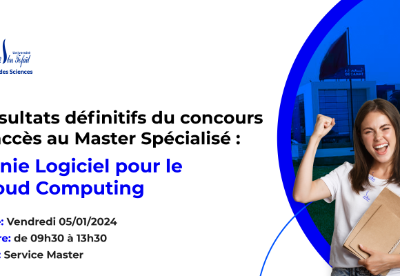 Résultats définitifs du concours d’accès au Master Spécialisé Génie Logiciel pour le Cloud Computing