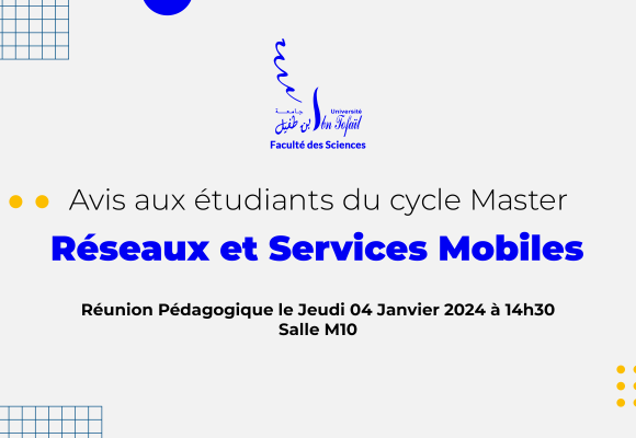 Réunion Pédagogique du Master Réseaux et Services Mobiles