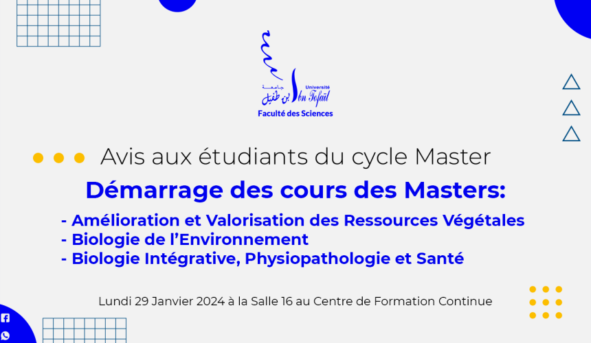 Démarrage des cours des Masters BIPS, BioEnv et AVRV
