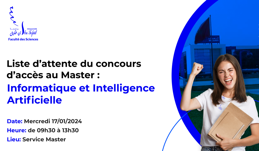 Liste d’attente du Master Informatique et Intelligence Artificielle