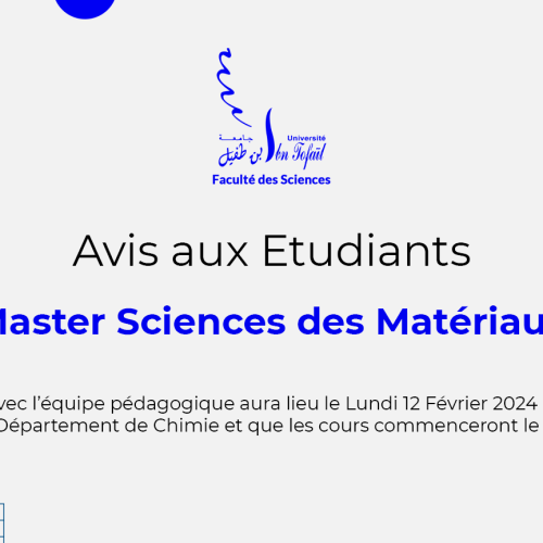 Avis aux étudiants du Master Sciences des Matériaux