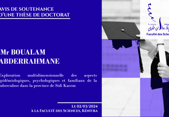 Avis de soutenance d’une thèse de doctorat (Mr BOUALAM ABDERRAHMANE)