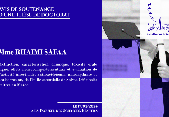 Avis de soutenance d’une thèse de doctorat (Mme RHAIMI SAFAA)