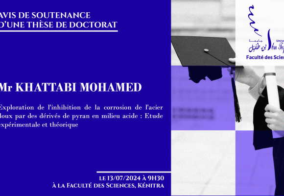 Avis de soutenance d’une thèse de doctorat (Mr KHATTABI MOHAMED)