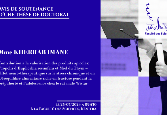 Avis de soutenance d’une thèse de doctorat (Mme KHERRAB IMANE)