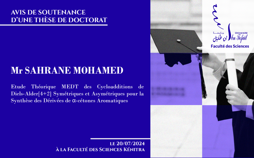 Avis de soutenance d’une thèse de doctorat (Mr SAHRANE MOHAMED)