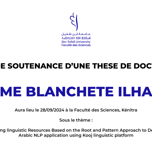 Avis de soutenance d’une thèse de doctorat (Mme BLANCHETE ILHAM)