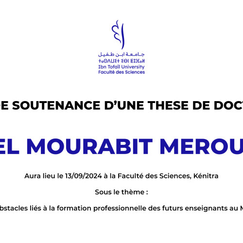 Avis de soutenance d’une thèse de doctorat (Mr EL MOURABIT MEROUANE)