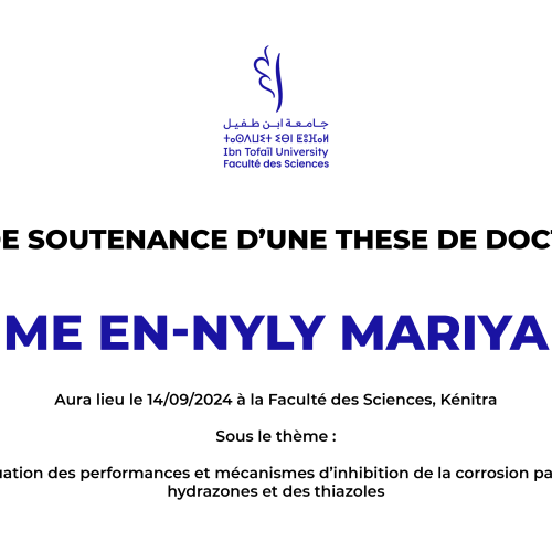 Avis de soutenance d’une thèse de doctorat (Mme EN-NYLY MARIYAM)
