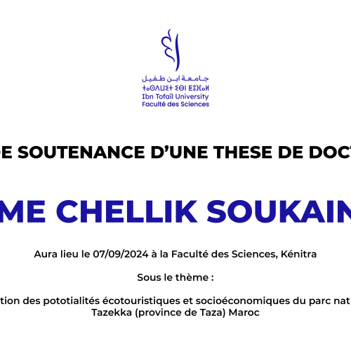 Avis de soutenance d’une thèse de doctorat (Mme CHELLIK SOUKAINA)