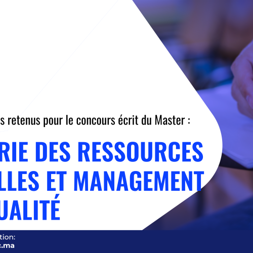 Liste des candidats retenus pour le concours écrit du Master Ingénierie des Ressources Naturelles et Management de la Qualité