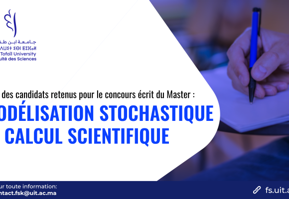 Liste des candidats retenus pour le concours écrit du Master Modélisation Stochastique et Calcul Scientifique