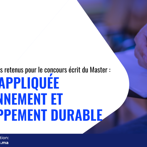 Liste des candidats retenus pour le concours écrit du Master Chimie Appliquée Environnement et Développement Durable
