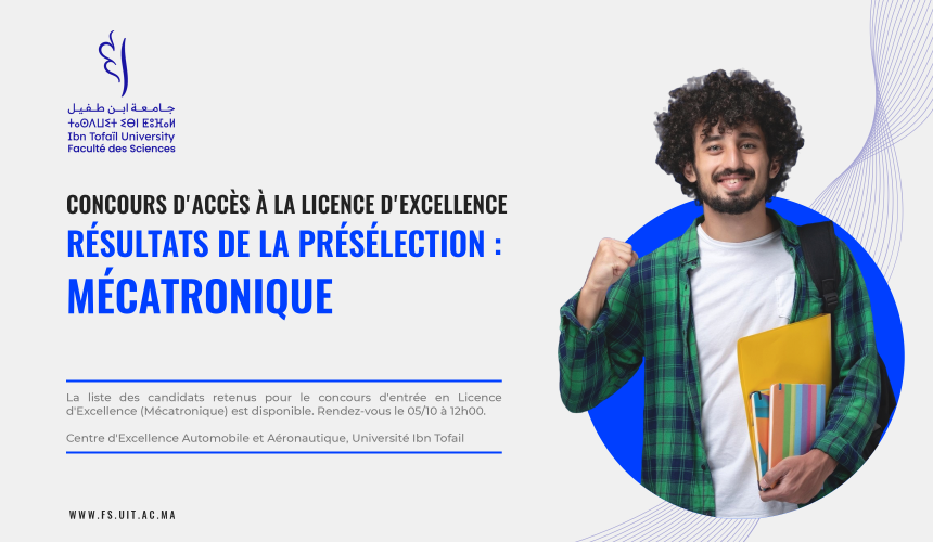 Concours d’accès à la Licence d’Excellence : Liste des présélectionnés (Mécatronique)