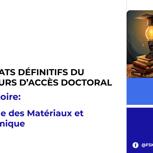 Résultats définitifs du concours d’accès doctoral – Laboratoire Physique des Matériaux et Subatomique