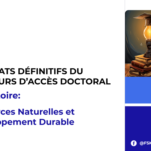 Résultats définitifs du concours d’accès doctoral – Laboratoire Ressources Naturelles et Développement Durable