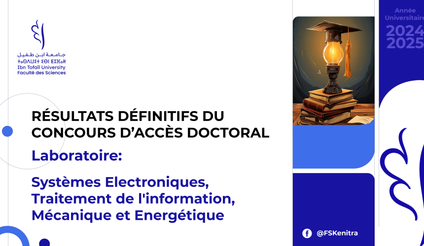 Résultats définitifs du concours d’accès doctoral – Laboratoire Systèmes Electroniques, Traitement de l’information, Mécanique et Energétique